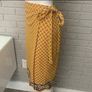 Michael Kors Yellow Floral Midi Skirt